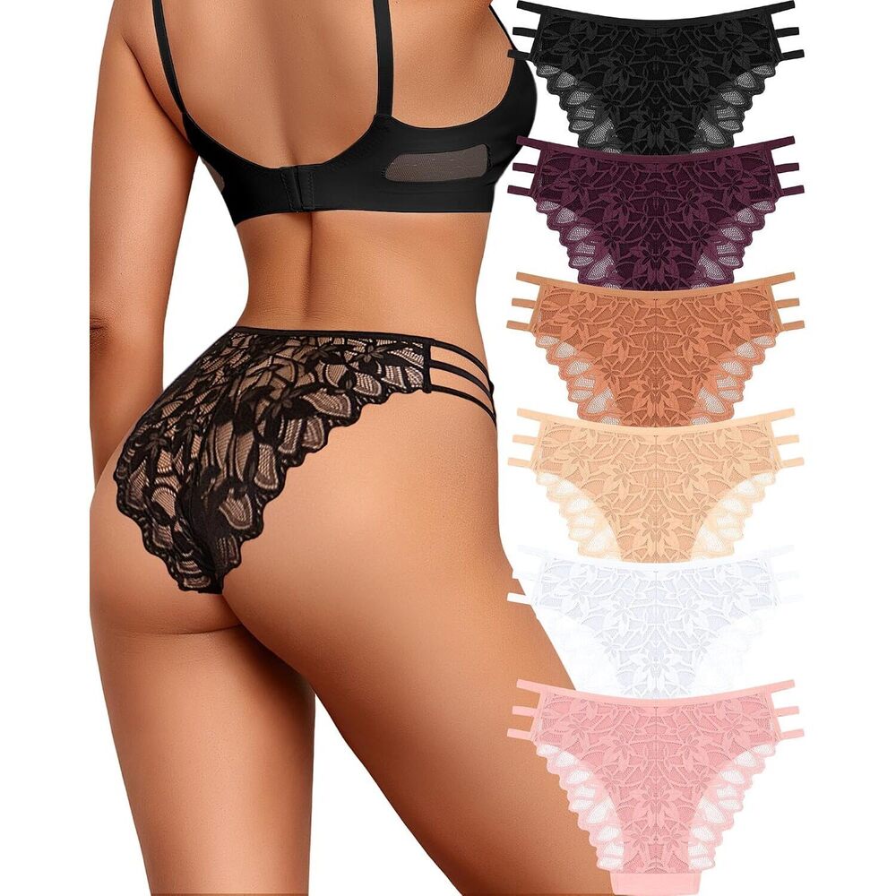 Sexy Lace String Underwear Women Pack Cheeky Bikini Stretch